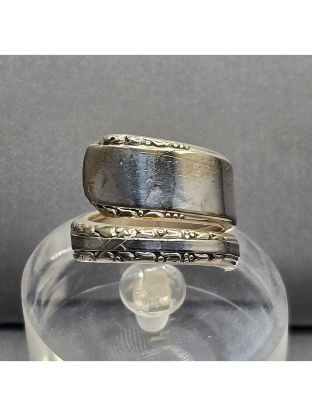 Vintage Oneida Silver Spoon Ring Size 6 Romford Floral Bypass Band 1939 - Picture 7 of 10